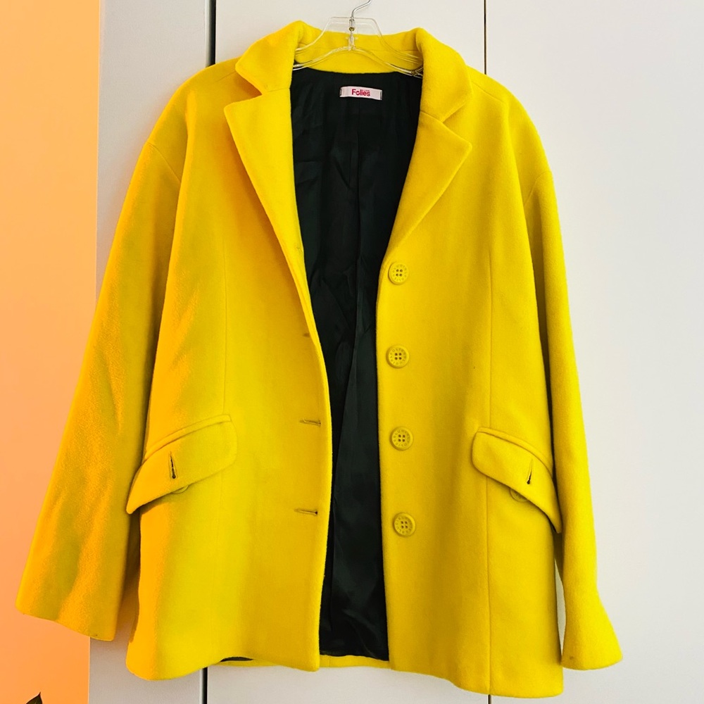 Yellow wool/cashmere coat